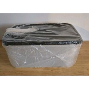 Tupperware Modular Mate #2 Clear Rectangular Container  18 C. 1609 Black Lid New
